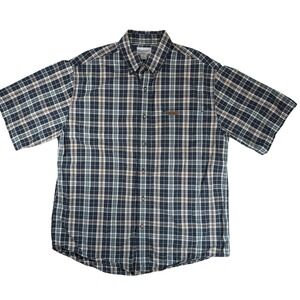 Carhartt Men's Large Plaid Short Sleeve Cotton Button Up Work Shirt Outdoor